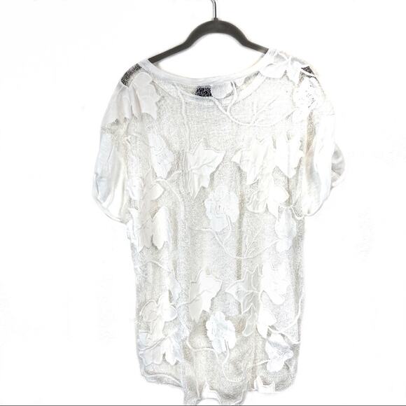 Line & Dot Top Oversized Romantic White Lace Back Short Sleeve Size Medium New - Picture 2 of 14